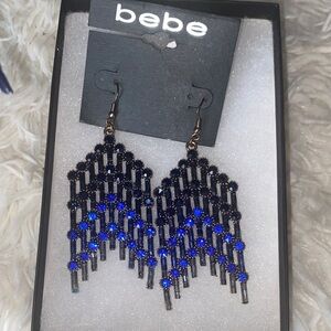 Bebe Blue and Black Beaded Earrings